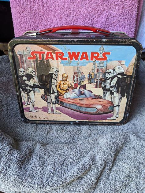 star wars metal lunch box 1970's no thermos|r2d2 bento box.